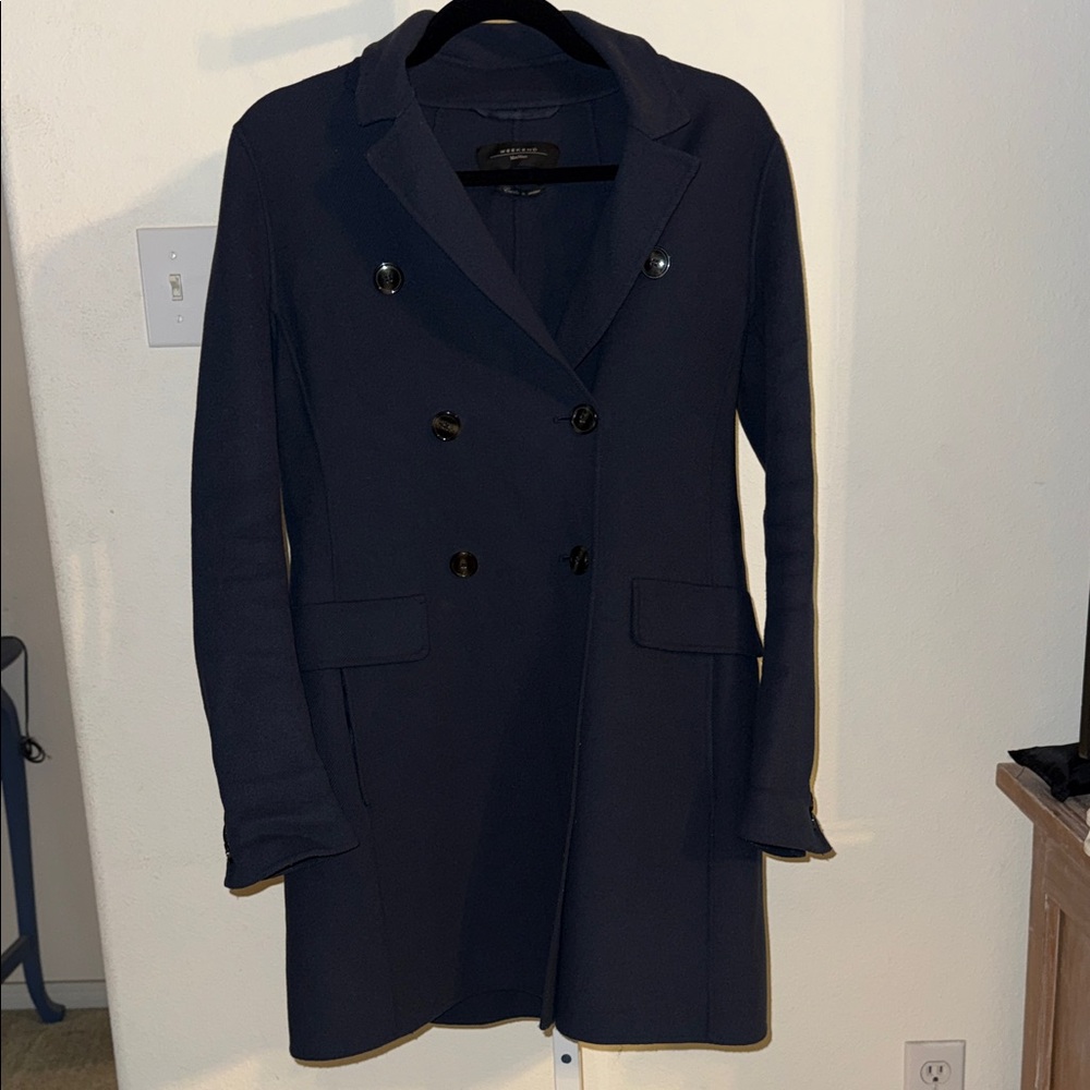 Weekend MaxMara virgin wool Dark Blue Double-Breasted coat